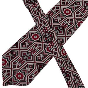 Vintage Prince Consort Necktie Tie Mens Red Black White Geometric 70s Retro